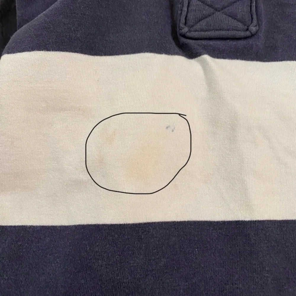 Abercrombie Boy’s Medium Navy/White Wide‎ Stripe 100% Cotton Rugby Pullover